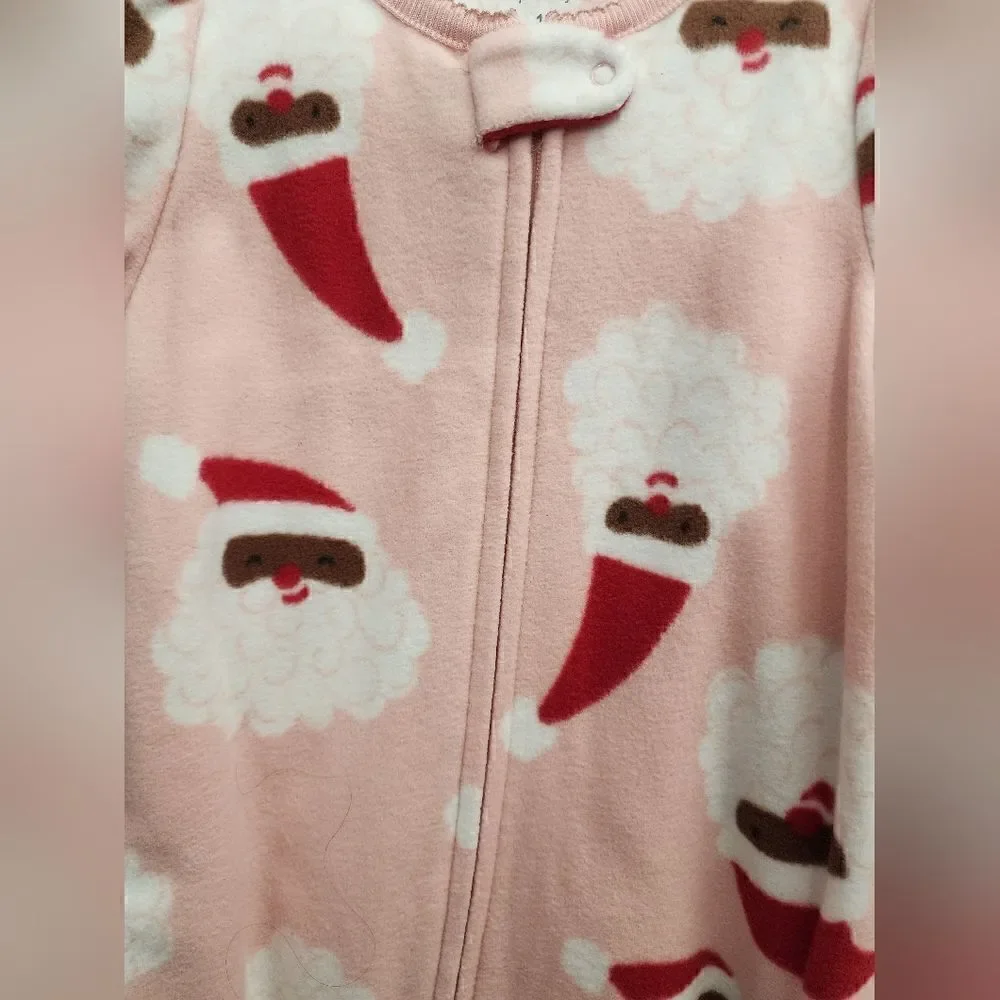 New Toddler  girl's fleece Christmas footed pajama bundle